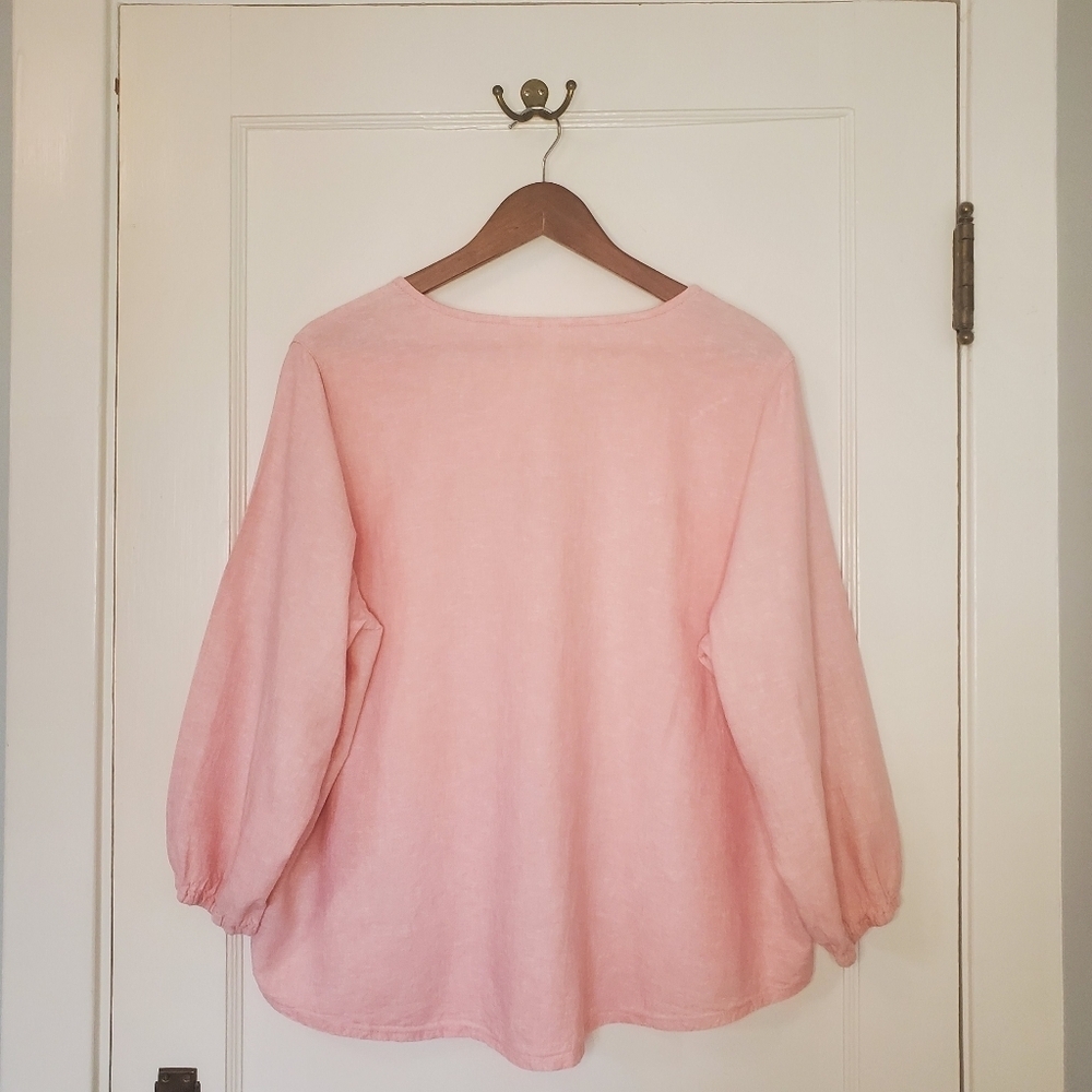 Cynthia Rowley Linen Blend Blouse – Plus Size 1X – Pale Pink - Picture 4 of 5